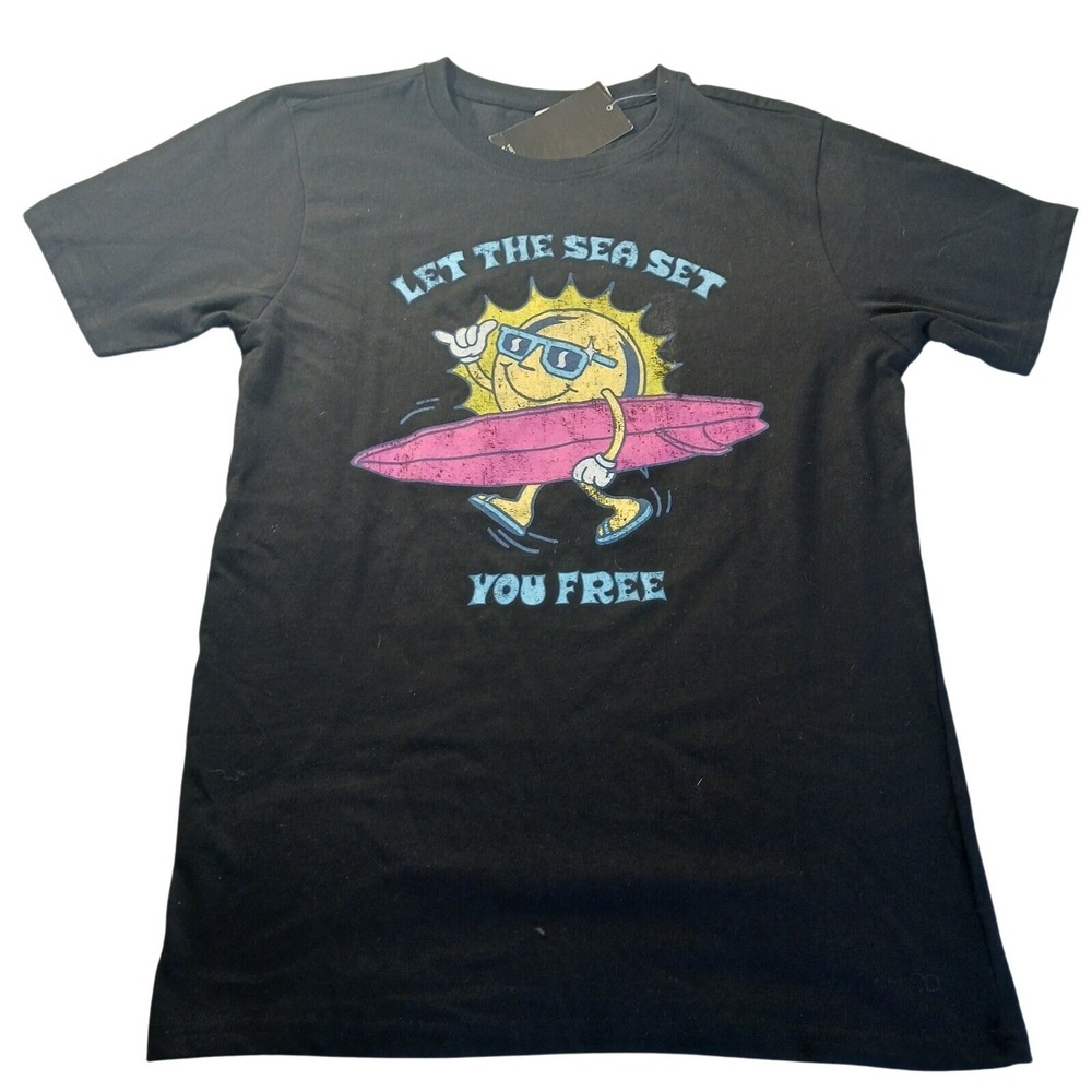 Let The Sea Set‎ You Free Graphic Tee Unisex M NWT Surf Sun Retro Beach Shirt